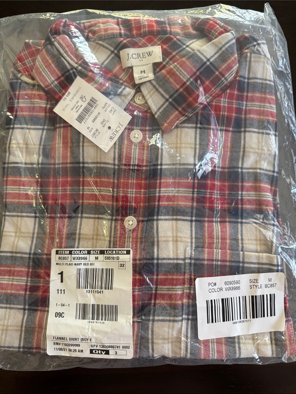 J.Crew Women’s Red Plaid Button-Down Shirt